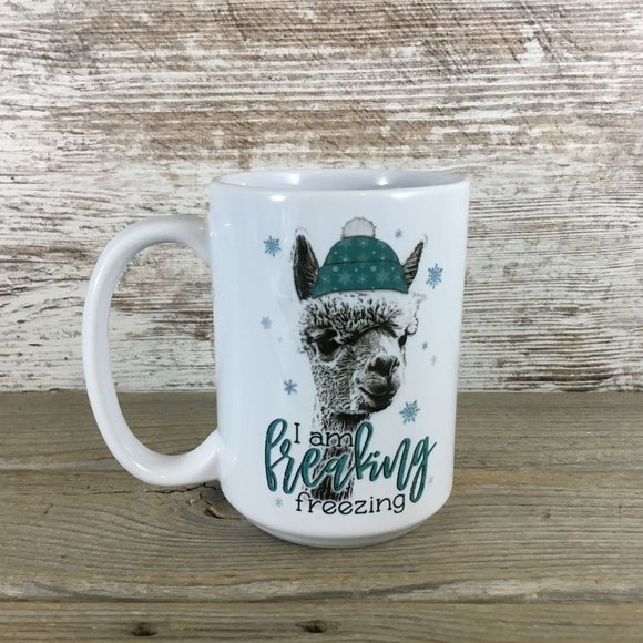 I am Freaking Freezing Winter Alpaca Ceramic Coffee Mug - Picture 1 of 4